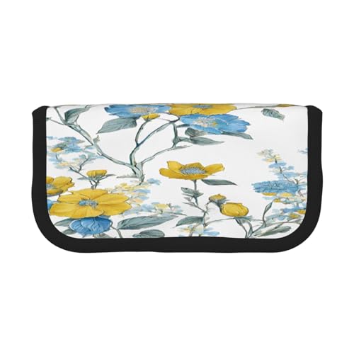 ZXMDZTSS Flower Stiftetui aus Segeltuch, elegantes zweifarbiges Design, Stiftetasche für Schule, Reisen, Make-up, Reisen, Schwarz, Einheitsgröße, Reisetasche, Schwarz , one size, Reisetasche von ZXMDZTSS