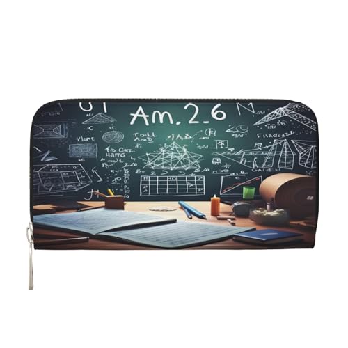 ZXMDZTSS Formulas Shapes Theory Math Lesson Word Damen-Geldbörse aus echtem Leder mit Reißverschluss und Handyfach, stilvolle Clutch-Geldbörse für den täglichen Gebrauch, Reisen und Geschenke (20,1 cm von ZXMDZTSS