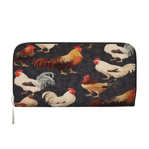 ZXMDZTSS French Roosters Damen-Geldbörse mit Reißverschluss und Handyfach, stilvolle Clutch-Geldbörse für den täglichen Gebrauch, Reisen und Geschenke (20,1 cm Handheld-Design), Schwarz , von ZXMDZTSS