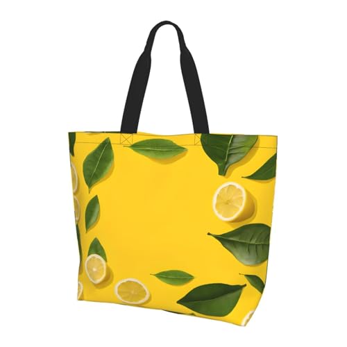 ZXMDZTSS Gelbe Zitrone – große Damen-Tragetasche, wasserabweisend, leicht, für Einkaufen, Arbeit, Pendeln. von ZXMDZTSS