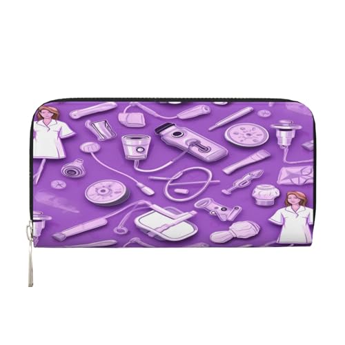 ZXMDZTSS Geldbörse mit Krankenschwester-Muster, echtes Leder, mit Reißverschluss, mit Handyfach, stilvolle Clutch, Geldbörse für den täglichen Gebrauch, Reisen und Geschenke (20,1 cm Handheld-Design), von ZXMDZTSS