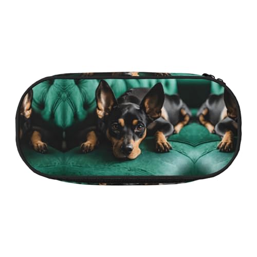 ZXMDZTSS Großes Federmäppchen mit Dackel-Motiv, mit Fächern und Reißverschluss, Premium-Oxford-Stoff, für Schule, Büro, Reisen, Organizer für Studenten, Künstler, Schwarz , Einheitsgröße von ZXMDZTSS