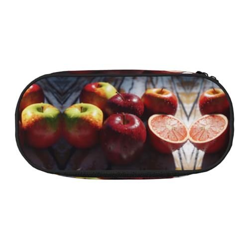 ZXMDZTSS Großes Federmäppchen mit Fruchtmuster, mit Fächern und Reißverschluss, Premium-Oxford-Stoff, für Schule, Büro, Reisen, Organizer für Studenten, Künstler, Schwarz , Einheitsgröße von ZXMDZTSS