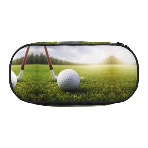 ZXMDZTSS Großes Federmäppchen mit Golfball-Aufdruck, mit Fächern und Reißverschluss, Premium-Oxford-Stoff, für Schule, Büro, Reisen, Organizer für Studenten, Künstler, Schwarz , Einheitsgröße von ZXMDZTSS