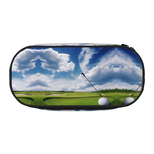 ZXMDZTSS Großes Federmäppchen mit Golfplatz-Druck, mit Fächern und Reißverschluss, Premium-Oxford-Stoff, für Schule, Büro, Reisen, Organizer für Studenten, Künstler, Schwarz , Einheitsgröße von ZXMDZTSS