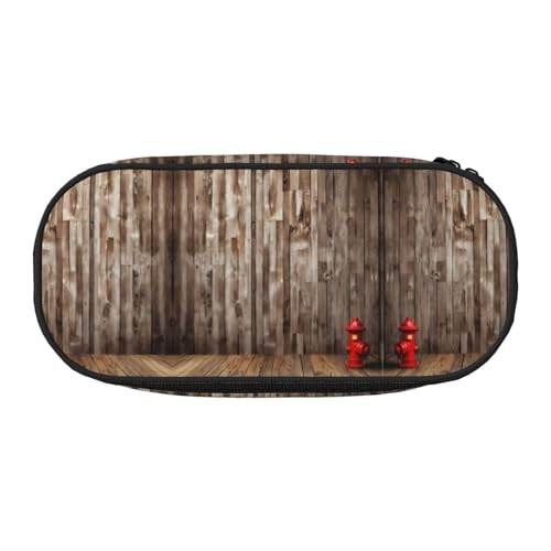 ZXMDZTSS Großes Federmäppchen mit Holzdruck, Fächer und Reißverschluss, Premium-Oxford-Stoff, für Schule, Büro, Reisen, Organizer für Studenten, Künstler, Schwarz , Einheitsgröße, Gepäckanhänger von ZXMDZTSS