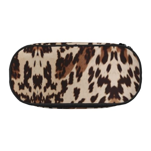 ZXMDZTSS Großes Federmäppchen mit Kuhfell-Aufdruck, mit Fächern und Reißverschluss, Premium-Oxford-Stoff, für Schule, Büro, Reisen, Organizer für Studenten, Künstler, Schwarz , Einheitsgröße von ZXMDZTSS