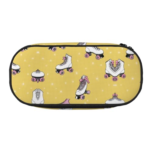 ZXMDZTSS Großes Federmäppchen mit buntem Rollschuhen, mit Fächern und Reißverschluss, Premium-Oxford-Stoff, für Schule, Büro, Reisen, Organizer für Studenten, Künstler, Schwarz , Einheitsgröße von ZXMDZTSS