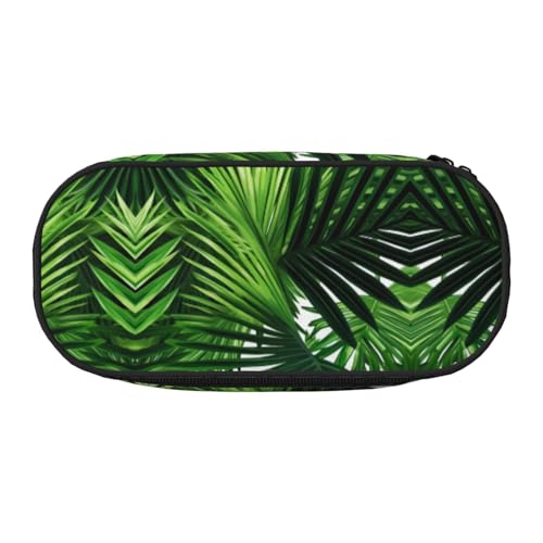 ZXMDZTSS Großes Federmäppchen mit grünen Blättern der Palme, tropische Pflanze, mit Fächern und Reißverschluss, Premium-Oxford-Stoff, für Schule, Büro, Reisen, Organizer für Studenten, Künstler von ZXMDZTSS