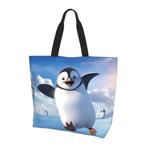 ZXMDZTSS Happy Penguin – Print Damen Große Tragetasche Wasserabweisend Leicht Für Einkaufen Arbeit Pendeln von ZXMDZTSS