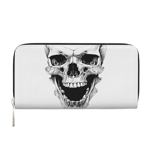 ZXMDZTSS Horror Skull Damen-Geldbörse mit Reißverschluss und Handytasche, stilvolle Clutch-Geldbörse für den täglichen Gebrauch, Reisen und Geschenke (20,1 cm Handheld-Design), Schwarz , Einheitsgröße von ZXMDZTSS
