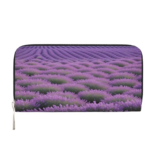 ZXMDZTSS Lavender Damen-Geldbörse aus echtem Leder mit Reißverschluss und Handyfach, stilvolle Clutch-Geldbörse für den täglichen Gebrauch, Reisen und Geschenke (20,1 cm Handheld-Design), Schwarz , von ZXMDZTSS