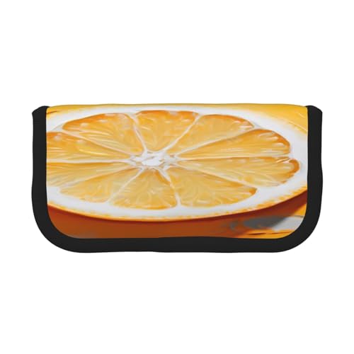 ZXMDZTSS Lemon Slice – Federmäppchen aus Segeltuch – stilvolles zweifarbiges Design | Make-up- und Schreibwaren-Organizer für Schule, Reisen, Schwarz , Einheitsgröße, Reisetasche von ZXMDZTSS