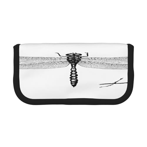 ZXMDZTSS Libelle – Leinen-Federmäppchen – stilvolles zweifarbiges Design | Make-up- und Schreibwaren-Organizer für Schule, Reisen, Schwarz , Einheitsgröße, Reisetasche von ZXMDZTSS