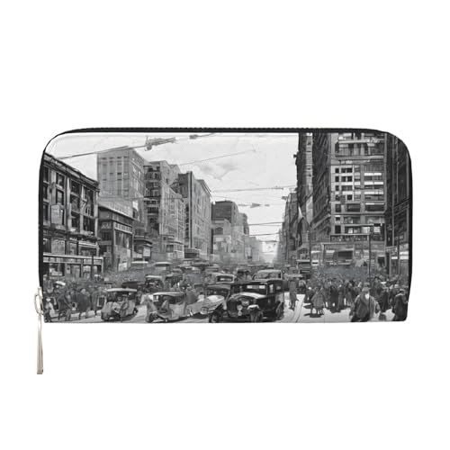 ZXMDZTSS Love from New York Print - Echtes Leder Damen Geldbörse mit Reißverschluss und Handytasche - Stilvolle Clutch Geldbörse für den täglichen Gebrauch, Reisen & Geschenke (20,1 cm von ZXMDZTSS
