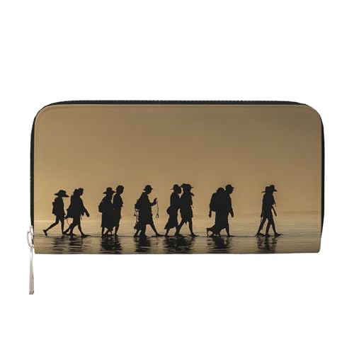 ZXMDZTSS Many Zombie Damen-Geldbörse aus echtem Leder mit Reißverschluss und Handyfach, stilvolle Clutch-Geldbörse für den täglichen Gebrauch, Reisen und Geschenke (20,1 cm Handheld-Design), Schwarz , von ZXMDZTSS