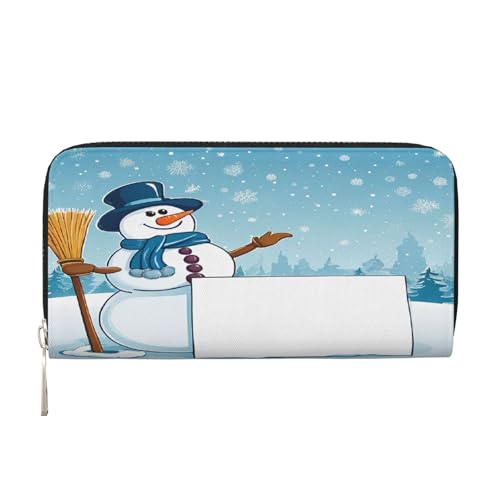 ZXMDZTSS Merry Christmas Damen-Geldbörse aus echtem Leder mit Reißverschluss und Handyfach, stilvolle Clutch-Geldbörse für den täglichen Gebrauch, Reisen und Geschenke (20,1 cm Handheld-Design), von ZXMDZTSS