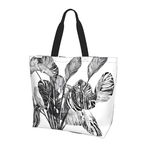 ZXMDZTSS Natürliche Pflanzen-Silhouette, Farnblatt-Druck, große Damen-Tragetasche, wasserabweisend, leicht, für Einkaufen, Arbeit, Pendeln. von ZXMDZTSS
