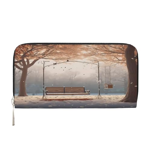 ZXMDZTSS Now Falling in The Park Damen-Geldbörse aus echtem Leder mit Reißverschluss und Handyfach, stilvolle Clutch-Geldbörse für den täglichen Gebrauch, Reisen und Geschenke (20,1 cm von ZXMDZTSS