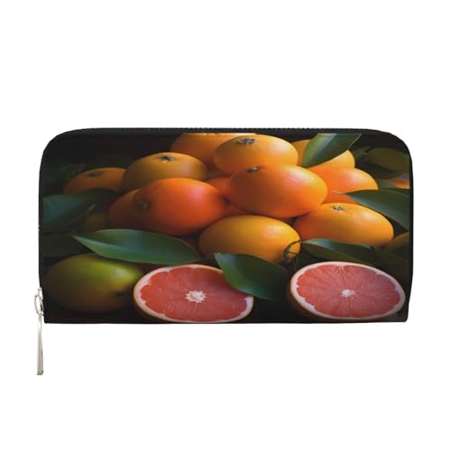 ZXMDZTSS Oranges and Tangerines Damen-Geldbörse aus echtem Leder mit Reißverschluss und Handyfach, stilvolle Clutch-Geldbörse für den täglichen Gebrauch, Reisen und Geschenke (20,1 cm von ZXMDZTSS