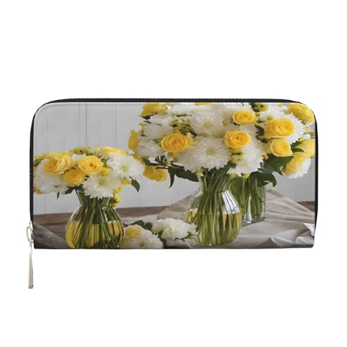 ZXMDZTSS Orchids Damen-Geldbörse aus echtem Leder mit Reißverschluss und Handyfach, stilvolle Clutch-Geldbörse für den täglichen Gebrauch, Reisen und Geschenke (20,1 cm Handheld-Design), Schwarz , von ZXMDZTSS