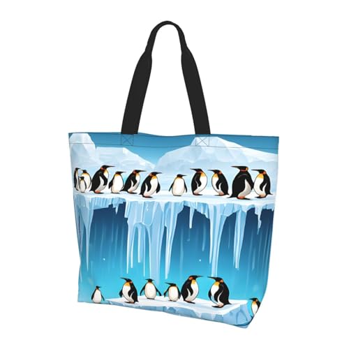 ZXMDZTSS Penguins on the Iceberg Printed - Print Women's Large Tote Bag Water-Resistant Lightweight For Shopping Work Commute von ZXMDZTSS