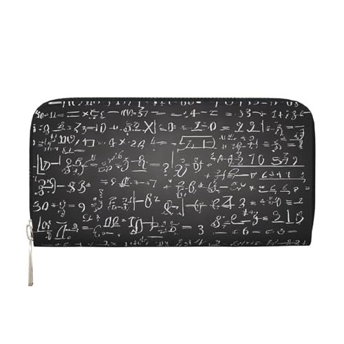 ZXMDZTSS School Math Damen-Geldbörse aus echtem Leder mit Reißverschluss und Handyfach, stilvolle Clutch-Geldbörse für den täglichen Gebrauch, Reisen und Geschenke (20,1 cm Handheld-Design), Schwarz , von ZXMDZTSS