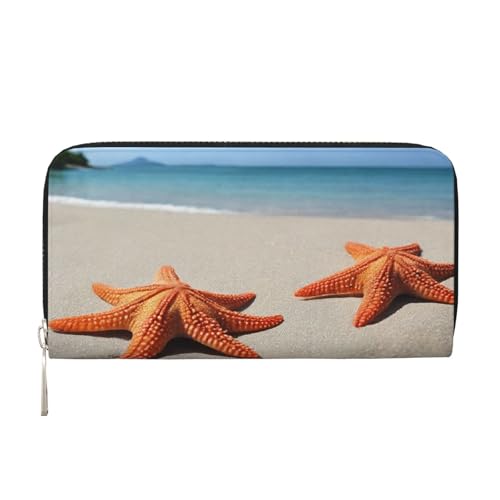 ZXMDZTSS Sea Shell Damen-Geldbörse aus echtem Leder mit Reißverschluss und Handyfach, stilvolle Clutch-Geldbörse für den täglichen Gebrauch, Reisen und Geschenke (20,1 cm Handheld-Design), Schwarz , von ZXMDZTSS