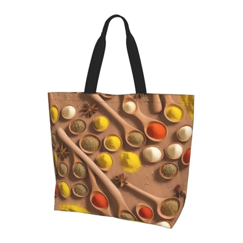 ZXMDZTSS Seasonings Print Patterns - Print Women's Large Tote Bag Water-Resistant Lightweight For Shopping Work Commute. von ZXMDZTSS
