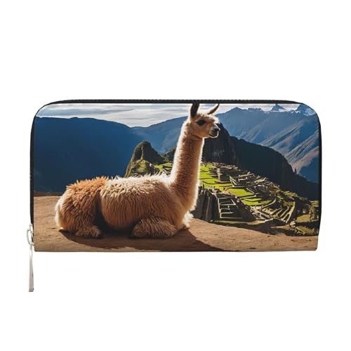 ZXMDZTSS Sheep Damen-Geldbörse aus echtem Leder, mit Reißverschluss, mit Handyfach, stilvolle Clutch-Geldbörse für den täglichen Gebrauch, Reisen und Geschenke (20,1 cm Handheld-Design), Schwarz , von ZXMDZTSS