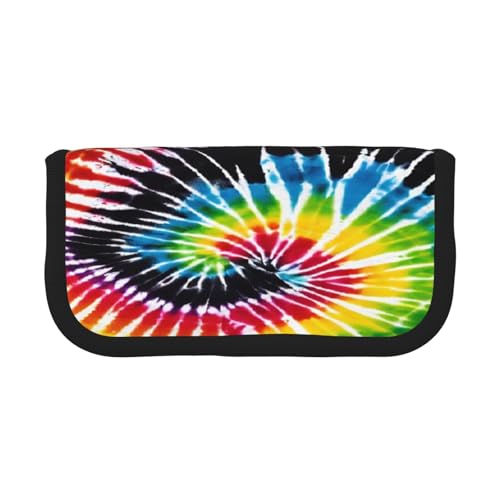 ZXMDZTSS Stifteetui aus Leinen mit Batikmotiv Hippies – stilvolles zweifarbiges Design | Make-up- und Schreibwaren-Organizer für Schule, Reisen, Schwarz , Einheitsgröße, Reisetasche von ZXMDZTSS