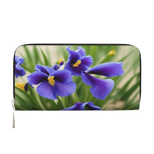ZXMDZTSS Violets Flower Damen-Geldbörse aus echtem Leder, mit Reißverschluss, mit Handyfach, stilvolle Clutch-Geldbörse für den täglichen Gebrauch, Reisen und Geschenke (20,1 cm Handheld-Design), von ZXMDZTSS