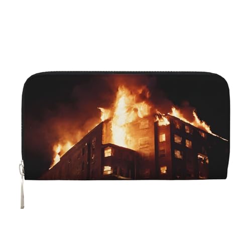 ZXMDZTSS Volcano Damen-Geldbörse aus echtem Leder mit Reißverschluss und Handyfach, stilvolle Clutch-Geldbörse für den täglichen Gebrauch, Reisen und Geschenke (20,1 cm Handheld-Design), Schwarz , von ZXMDZTSS