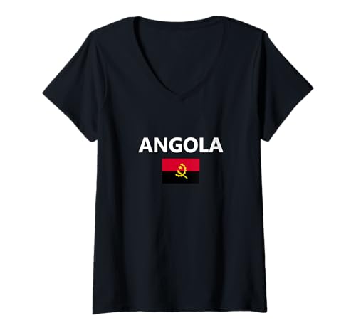 Damen Angola Flagge Land Nation T-Shirt mit V-Ausschnitt Damen Angola Flagge Land Nation T-Shirt mit V-Ausschnitt von ZXQtYBLWJHBSY Creations Co