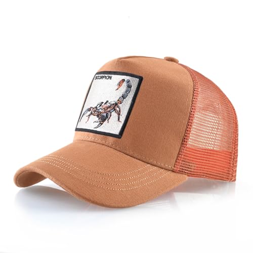 ZXRSJBL Skorpion-Stickerei-Muster, Tier-Netzmütze, bestickte Baseballmütze, Herren- und Damenmütze Street Dance Duck Tongue Cap von ZXRSJBL