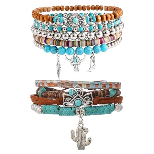 ZXTGBQ 9 Stück Armband Damen, Western Armbänder, Lederarmband, Armband Set Stapelarmbänder Stapelbare, Damen Armband Boho Mädchen Modeschmuck Geschenke, Geschenke für Frauen ZXTGBQ 9 Stück Armband Damen, Western Armbänder, Lederarmband, Armband Set Stapelarmbänder Stapelbare, Damen Armband Boho Mädchen Modeschmuck Geschenke, Geschenke für Frauen von ZXTGBQ
