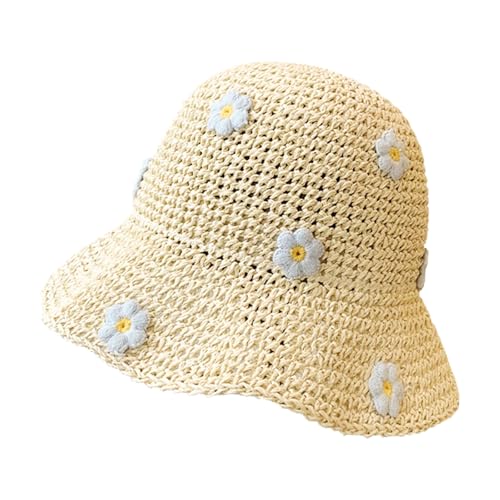 ZXTGBQ Damen Sonnenhut UV-Schutz Sommer Strohhut Blumen Strandhut Breite Krempe Sommerhut für Outdoor Strand Freizeit von ZXTGBQ