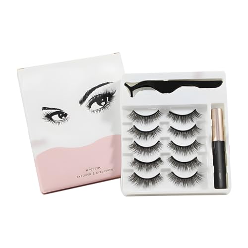 ZXUPOI 5 Paare Magnetische Wimpern, Magnet Wimpern mit Eyeliner,Künstliche Wimpern Magnetisch Wasserfest, 3D Magnetwimpernset mit Eyeliner, Magnetic Lashes, Weiche Falsche Wimpern von ZXUPOI