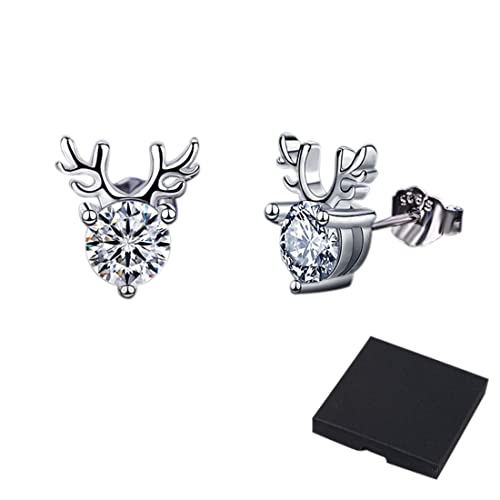 ZXUPOI Ohrringe Set Edelstahl, Allergiefreie Ohrstecker Männer Ohrstecker Stecker Creolen Zirkonia Ohrstecker Set Fake Plugs Ohrschmuck Hoop Piercing für Herren Damen Unisex(Elch) von ZXUPOI