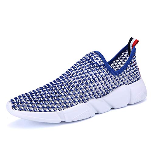 Herren Damen Laufschuhe Sommer Atmungsaktiv Hollow Out Mesh Slip On Schuhe Paar Walking Strandschuhe, Blau - blau - Größe: 43 1/3 EU von ZXWFOBEY