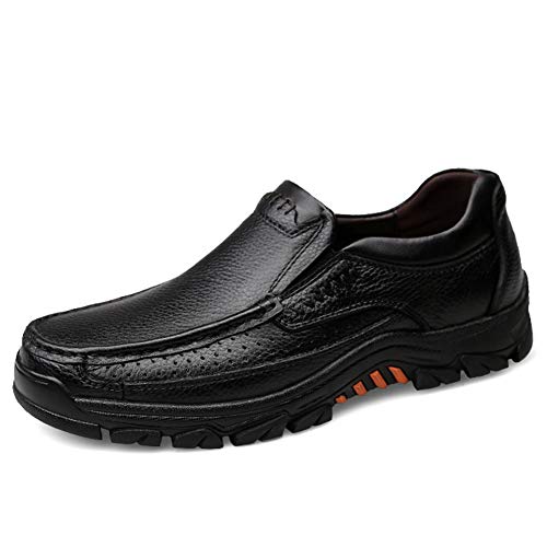 ZXWFOBEY Herren Mode Outdoor Bergsteigen Leder Schuhe Slip-On Formale Schuhe, Schwarz (B), 43 1/3 EU von ZXWFOBEY