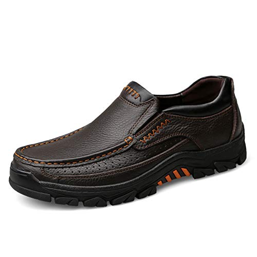 ZXWFOBEY Herrenschuhe Fashion Outdoor Bergsteigen Lederschuhe Slip-On formelle Schuhe in Schwarz und Braun, Braun - Braun B - Größe: 45 EU von ZXWFOBEY