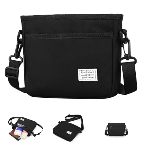 Handy Umhängetasche Herren, Handy Schultertasche mit Geldbörse Herren, Horizontal Herrentasche Zum Umhängen Klein Herren Handy Sling Tasche Männer Shoulder Crossbag Brusttasche Messenger Bag, Schwarz von ZXYJMXN