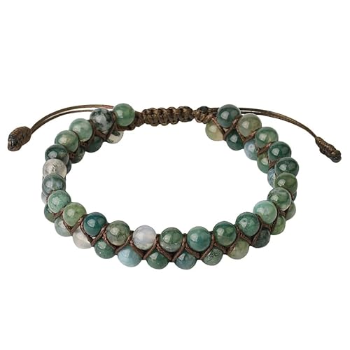 ZXZLWSG Kristall Armband, Armband Aus Moosachat-Perlen Aus Naturstein, Verstellbares, Doppellagiges Geflochtenes Armband, Relief-Reiki-Yoga-Armreif Für Frauen Und Männer ZXZLWSG Kristall Armband, Armband Aus Moosachat-Perlen Aus Naturstein, Verstellbares, Doppellagiges Geflochtenes Armband, Relief-Reiki-Yoga-Armreif Für Frauen Und Männer von ZXZLWSG