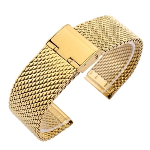 ZXZZNO 18mm 20mm 22mm 24mm Universal Milanese Ersatz Handgelenk Gürtel Armband Edelstahl Mesh Uhrenarmband Uhrenarmbänder(GOLD,18mm) von ZXZZNO