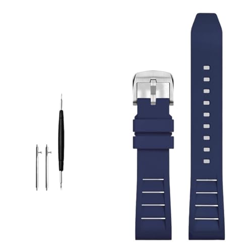ZXZZNO FKM-Fluorkautschuk-Uhrenarmband, 20 mm, 21 mm, 22 mm, 24 mm, Uhrenarmband, Sportuhrenarmband(Dark blue SR buckle,20mm) von ZXZZNO