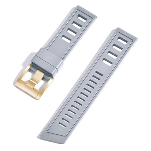 ZXZZNO Fluorkautschuk FKM 20 mm 22 mm Uhrenarmband, wasserdicht, Schnellverschluss-Uhrenarmbänder für Taucheruhren jeder Marke(Grey gold,20mm) von ZXZZNO