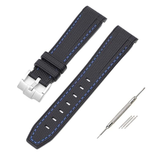 ZXZZNO Für Swatch X Omega Moonswatch Für Seamaster 300 Gebogene Schnittstelle Männer Frauen Qualität Ersetzen Uhr Band 20mm(Blue line silver) von ZXZZNO