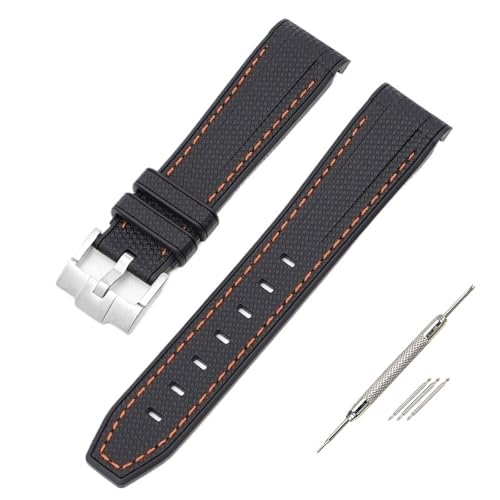 ZXZZNO Für Swatch X Omega Moonswatch Für Seamaster 300 Gebogene Schnittstelle Männer Frauen Qualität Ersetzen Uhr Band 20mm(Orange line silver) von ZXZZNO