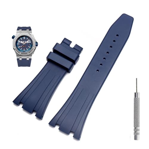 ZXZZNO Gummi-Uhrenarmband, 27 mm, für AP 15703 26470SO Royal Oak Offshore, Herren-Sportarmband(Blue No buckle,28mm) von ZXZZNO